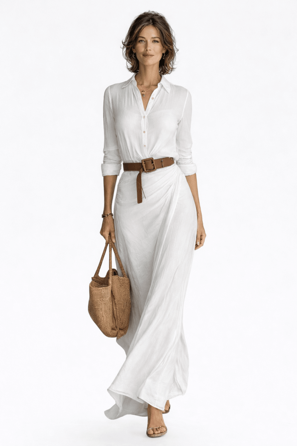 Lapel Single Breasted Long Sleeve Belted Maxi Dress