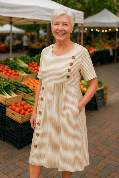 Ella | Summer Stripped Midi Dress