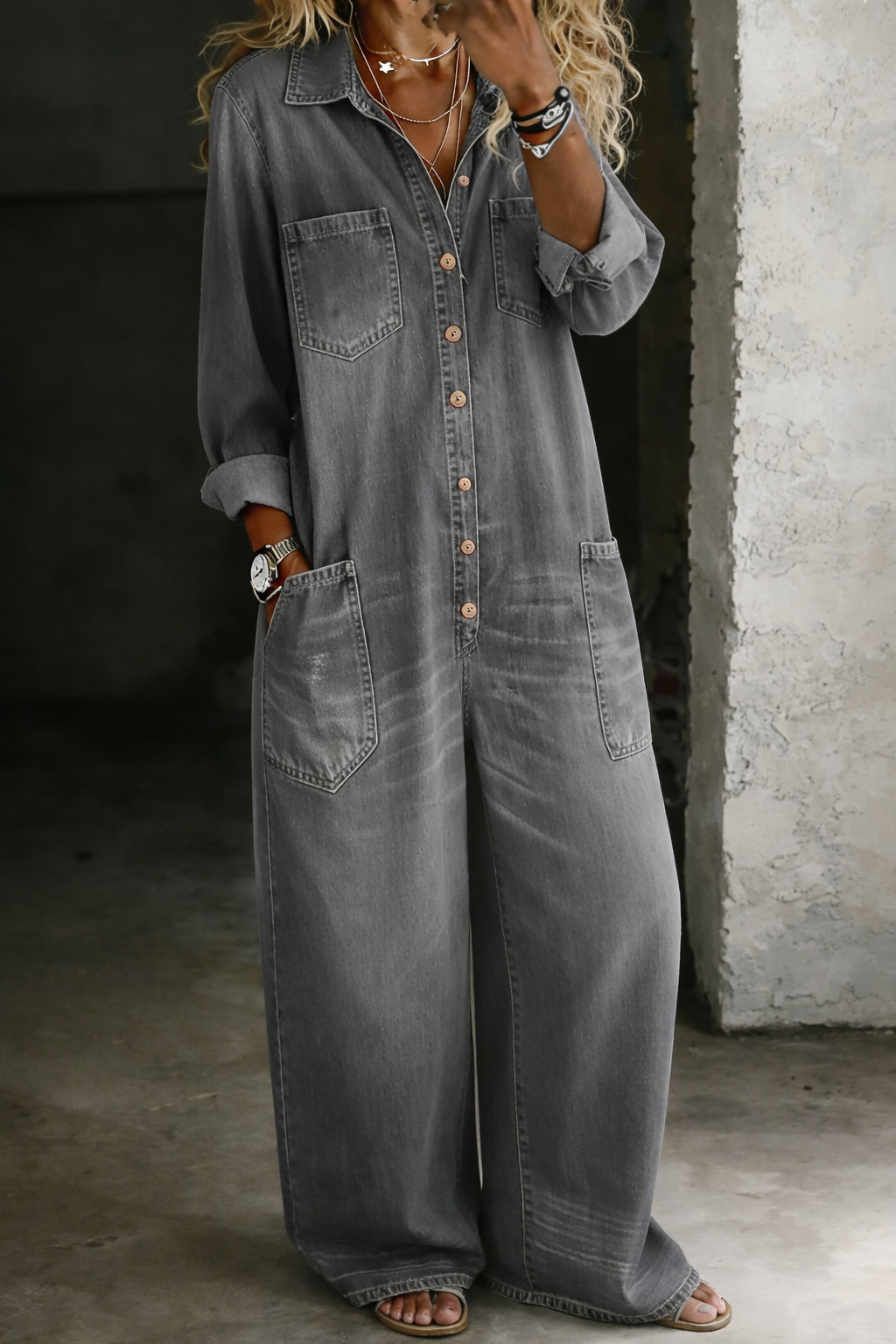 Victoria | Long Sleeve Denim Overall