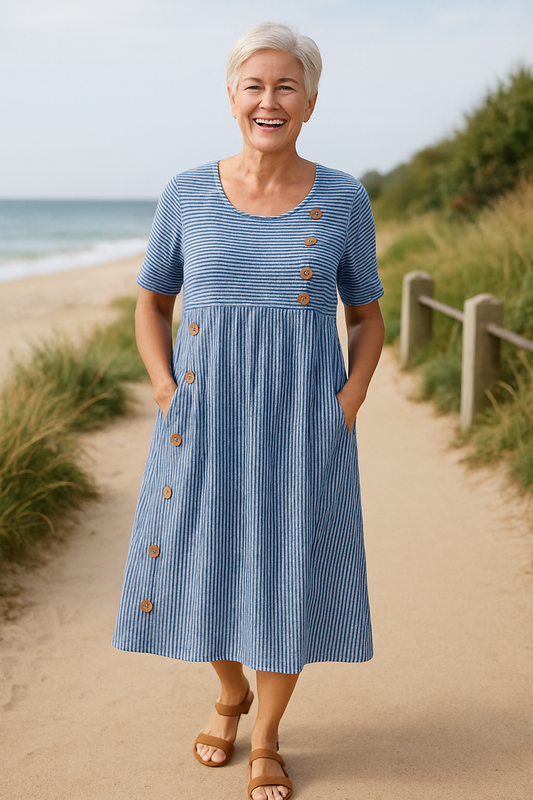 Ella | Summer Stripped Midi Dress