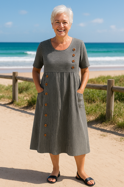 Ella | Summer Stripped Midi Dress