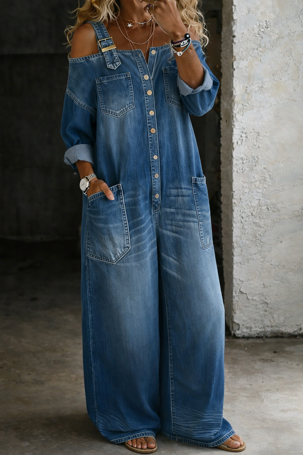 Emily | Stylish Denim Shirt Jumpsuit