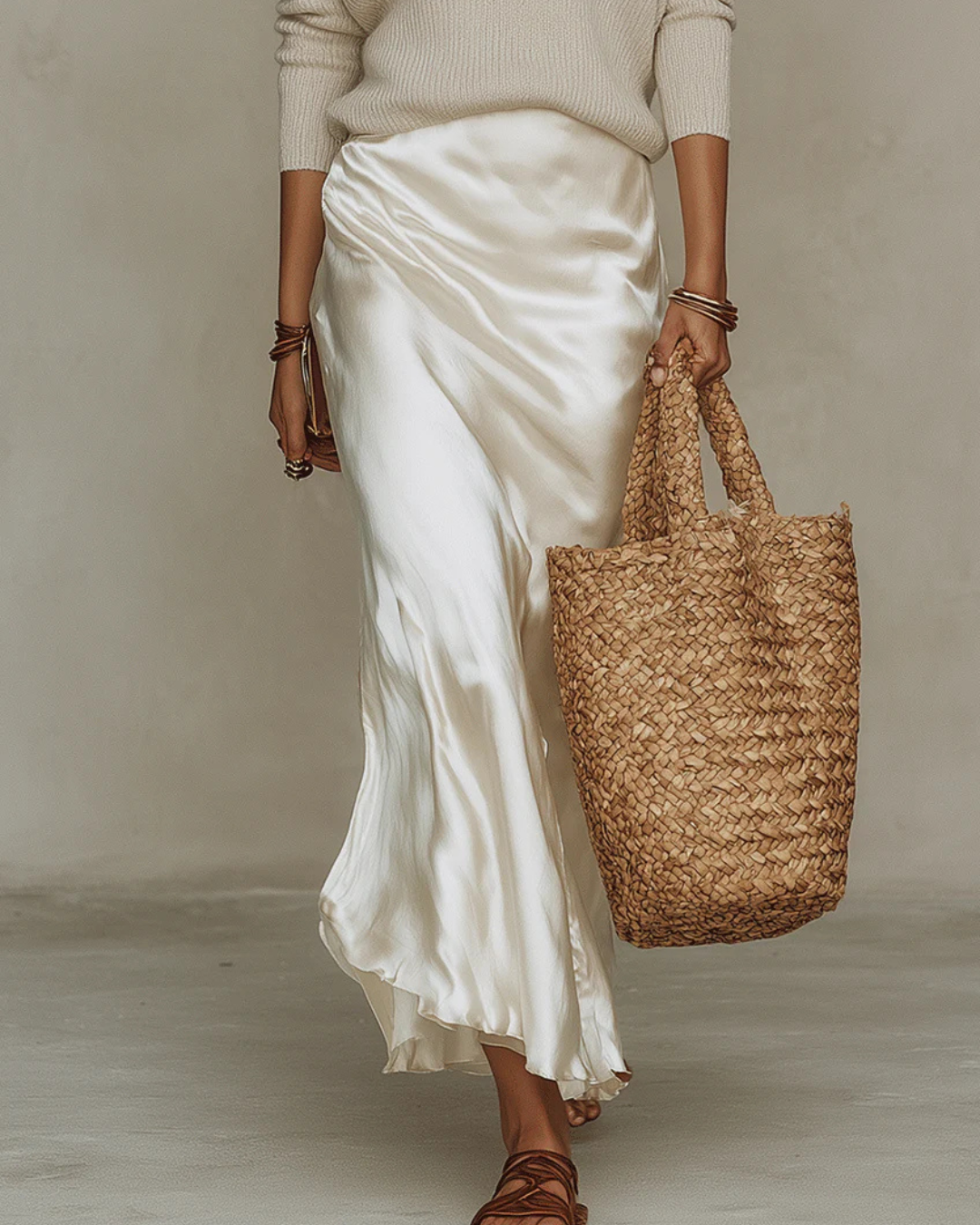 Sarah | Satin Maxi Dress with Fitted Sweater