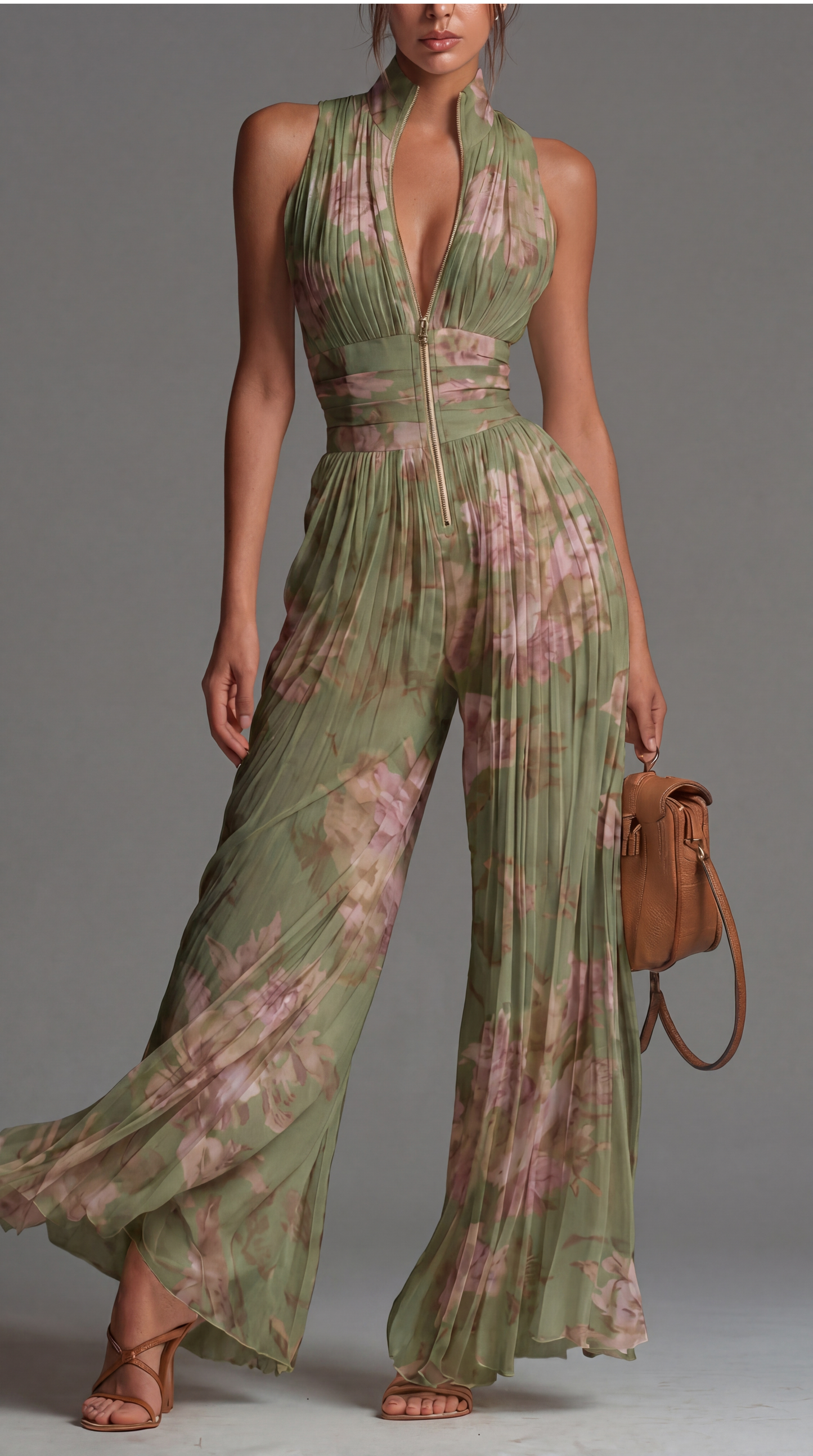 Victoria | Elegant Pleated Floral Jumpsuit