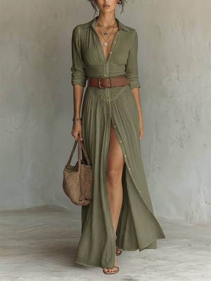 Alexia | Long Linen Maxi Dress