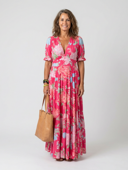 Lily | Floral V-Neck Maxi Dress