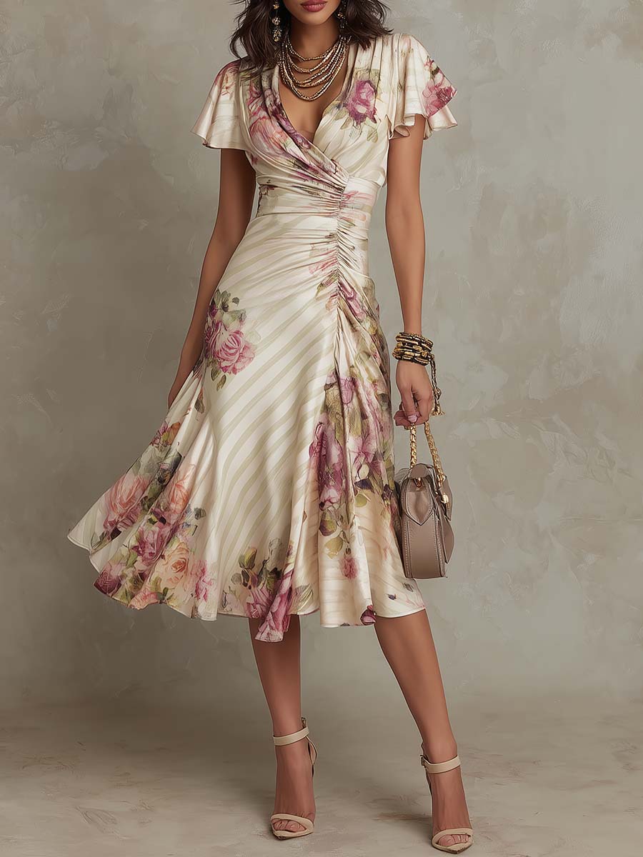 Evelyn | Elegant Floral Midi Dress