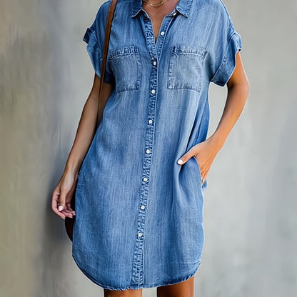Helen™ | Button-Up Denim Shirt Dress