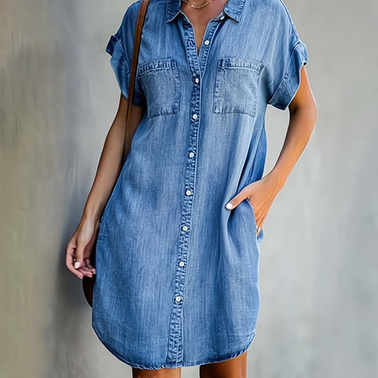 Helen™ | Button-Up Denim Shirt Dress