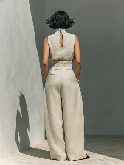 Callista | Sleeveless Blouse and Wide-leg Pants Set