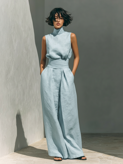 Callista | Sleeveless Blouse and Wide-leg Pants Set