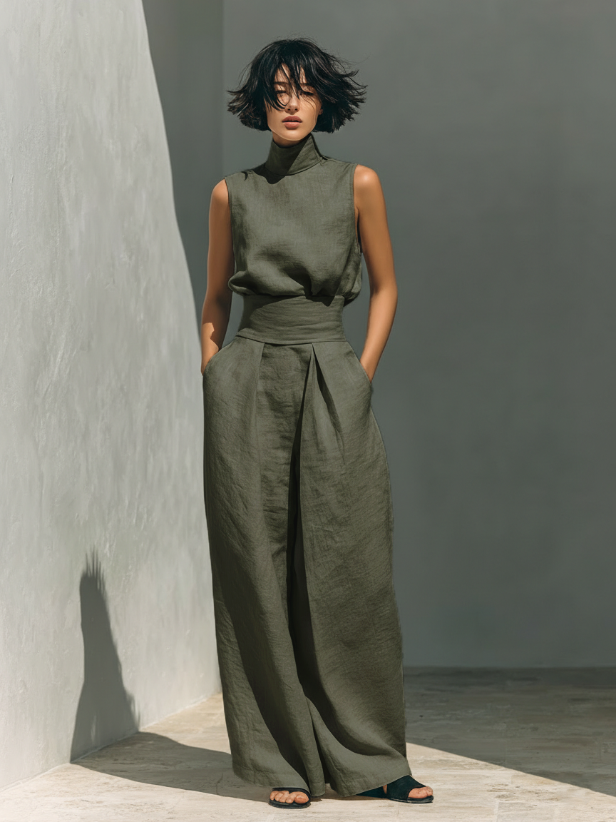 Callista | Sleeveless Blouse and Wide-leg Pants Set