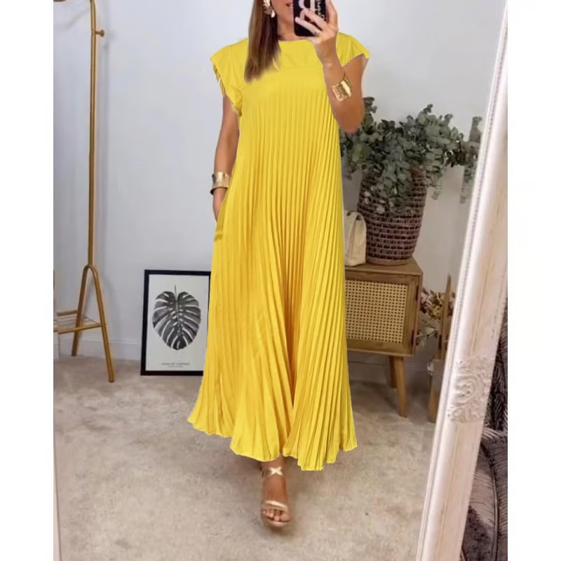 Sophia - Elegant Spliced Pleated Maxi Dress