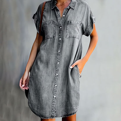 Helen™ | Button-Up Denim Shirt Dress
