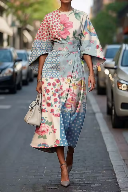 Ruvien | Elegant Midi Floral Dress