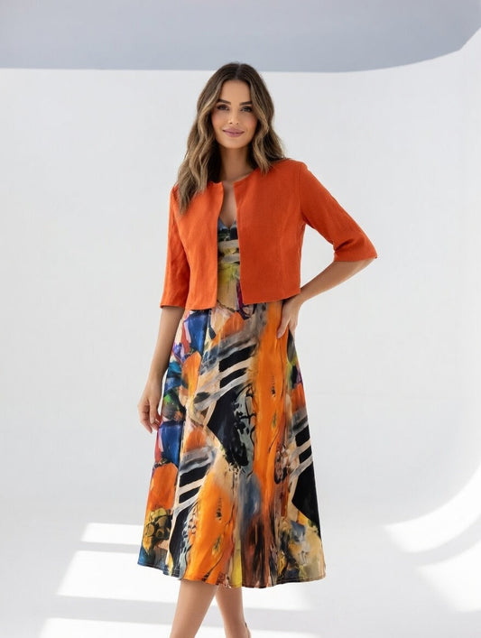 Danielle | Elegant Print Flowing Midi Dress
