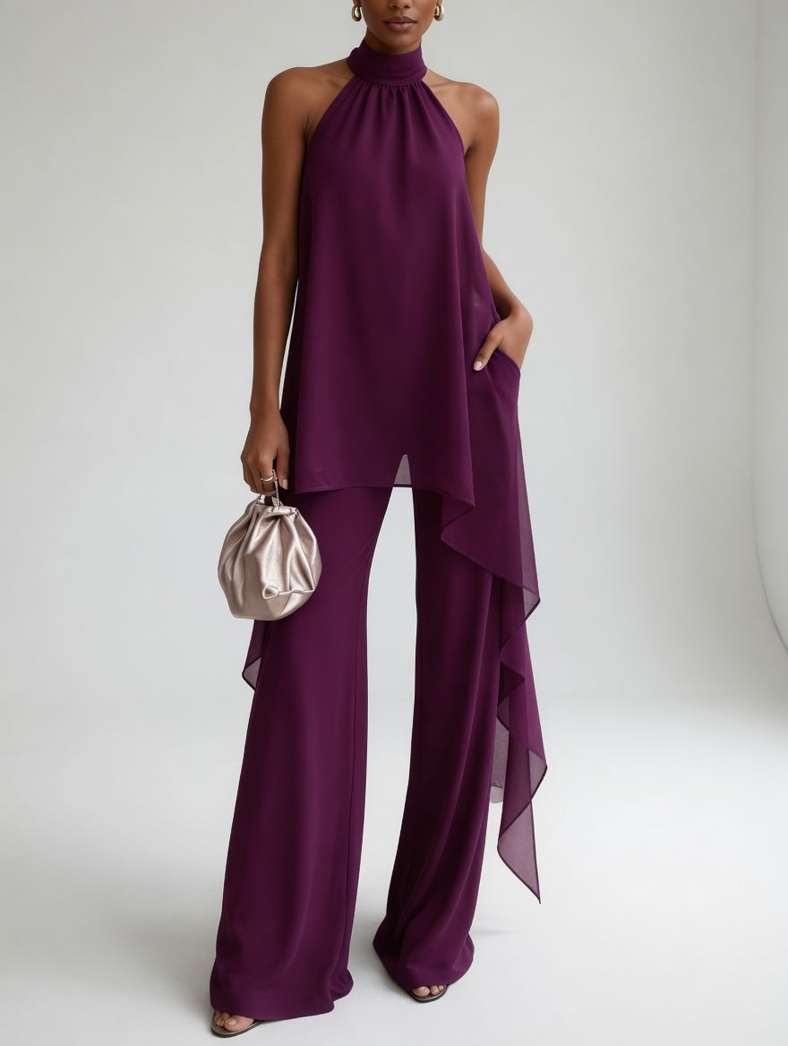 Heather | Halter Blouse and Loose Pants Set
