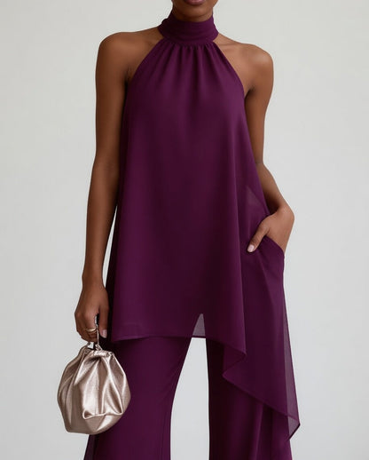 Heather | Halter Blouse and Loose Pants Set