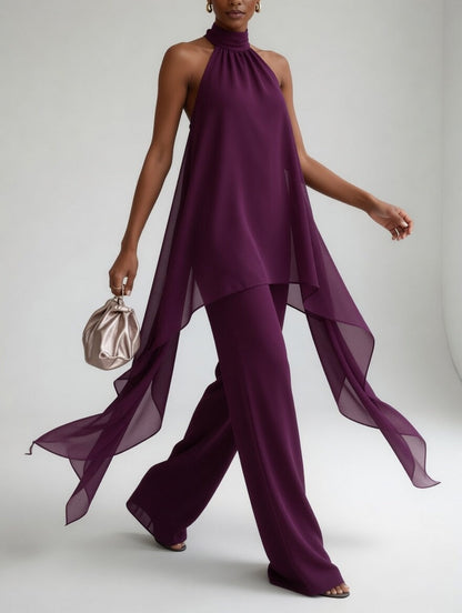 Heather | Halter Blouse and Loose Pants Set