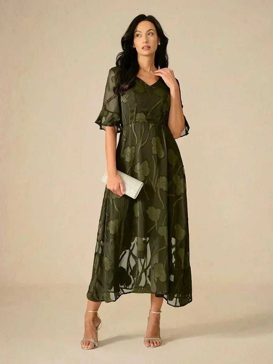 Seraphina™ | Elegant Lace Flutter Sleeve Dress