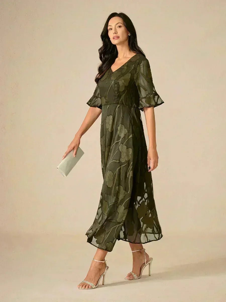 Seraphina™ | Elegant Lace Flutter Sleeve Dress