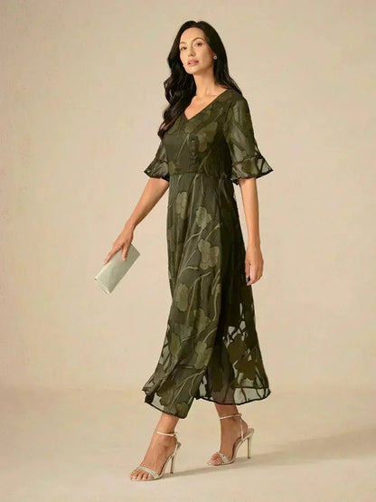 Seraphina™ | Elegant Lace Flutter Sleeve Dress