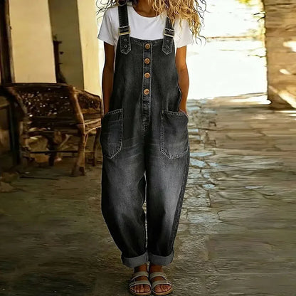 Mae™ | Vintage Soft Cotton Dungarees with Denim Effect
