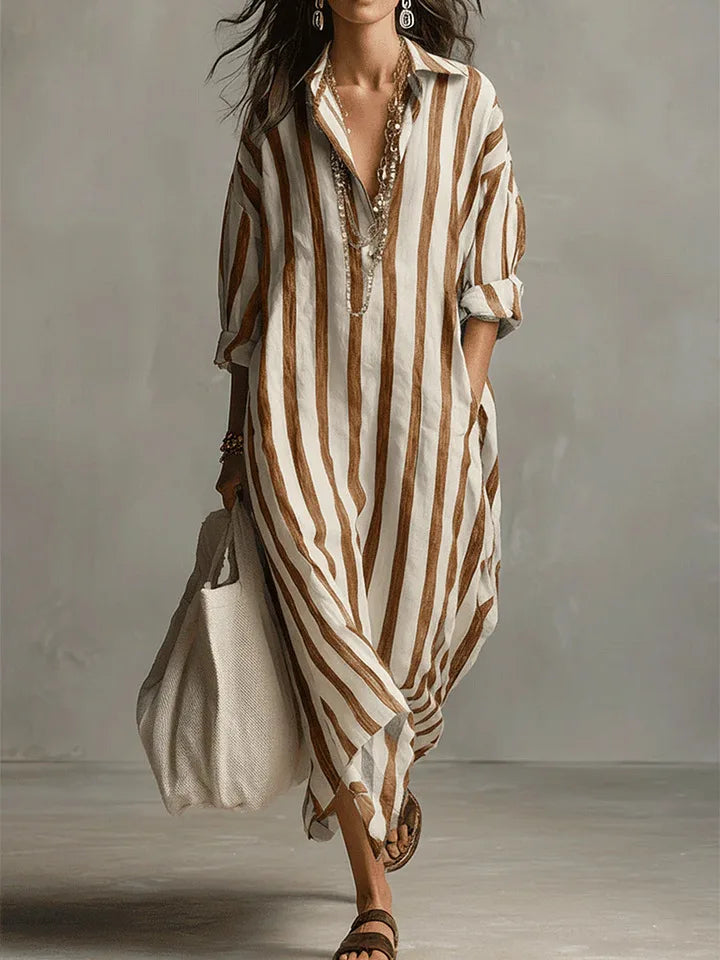 Stephanie| Striped Maxi Shirt Dress