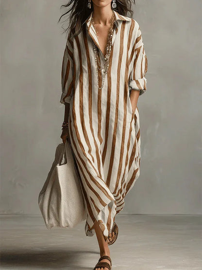 Stephanie| Striped Maxi Shirt Dress
