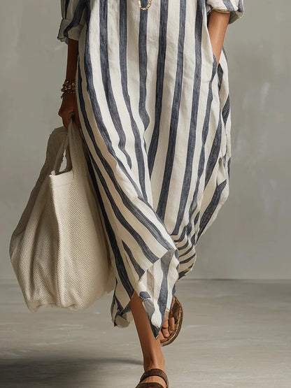 Stephanie| Striped Maxi Shirt Dress
