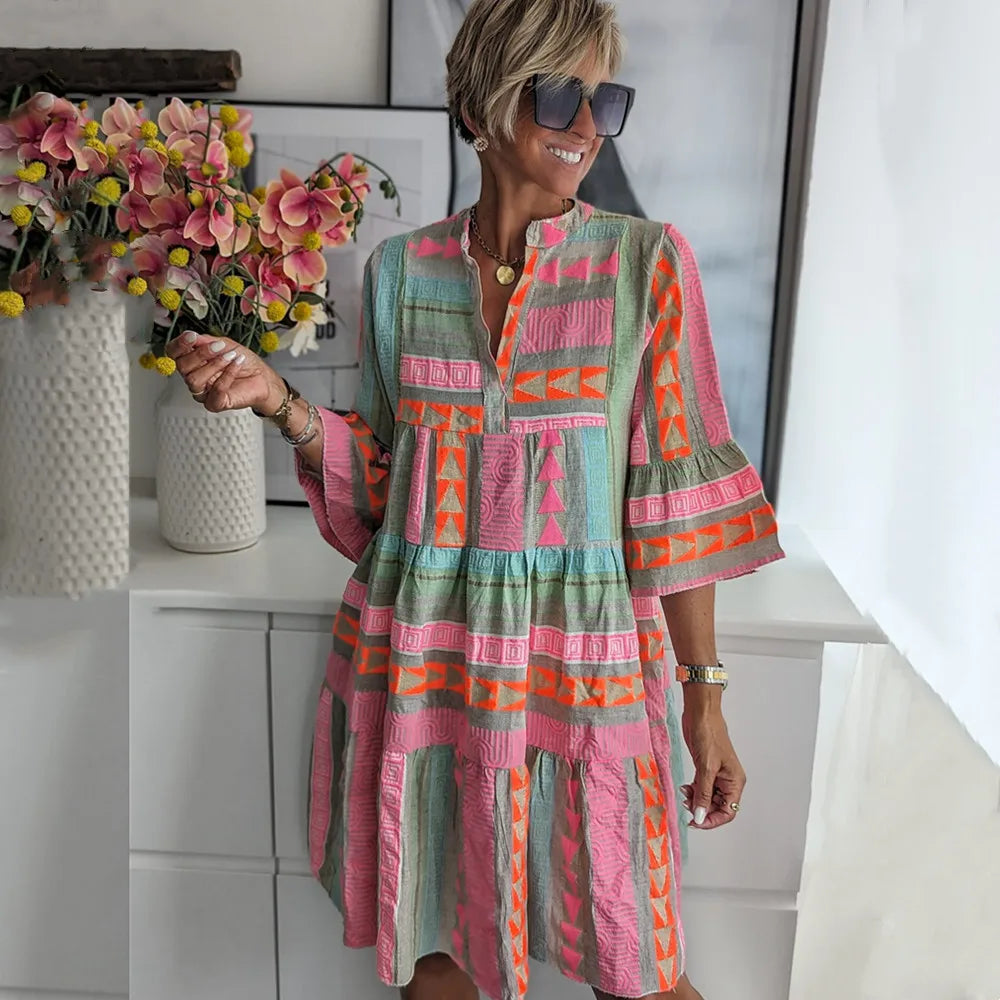 Lucy | Patterned Midi Dress