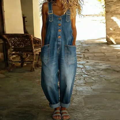 Mae™ | Vintage Soft Cotton Dungarees with Denim Effect