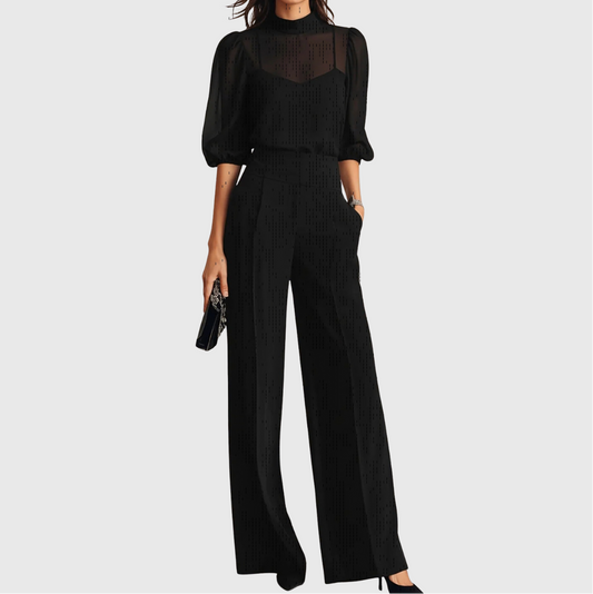 Elodie | Three-Piece Set Featuring a Top and Wide-Leg Trousers