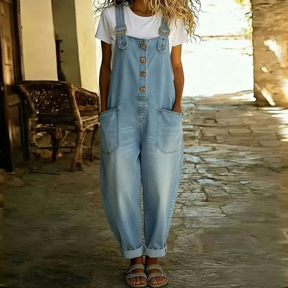Mae™ | Vintage Soft Cotton Dungarees with Denim Effect
