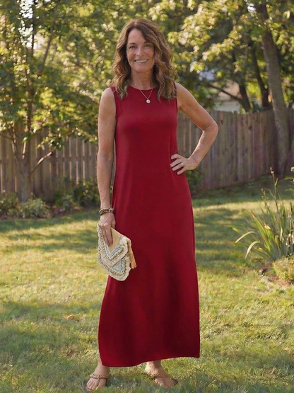 Zorina | Sleeveless Pocket Side Slit Midi Dress