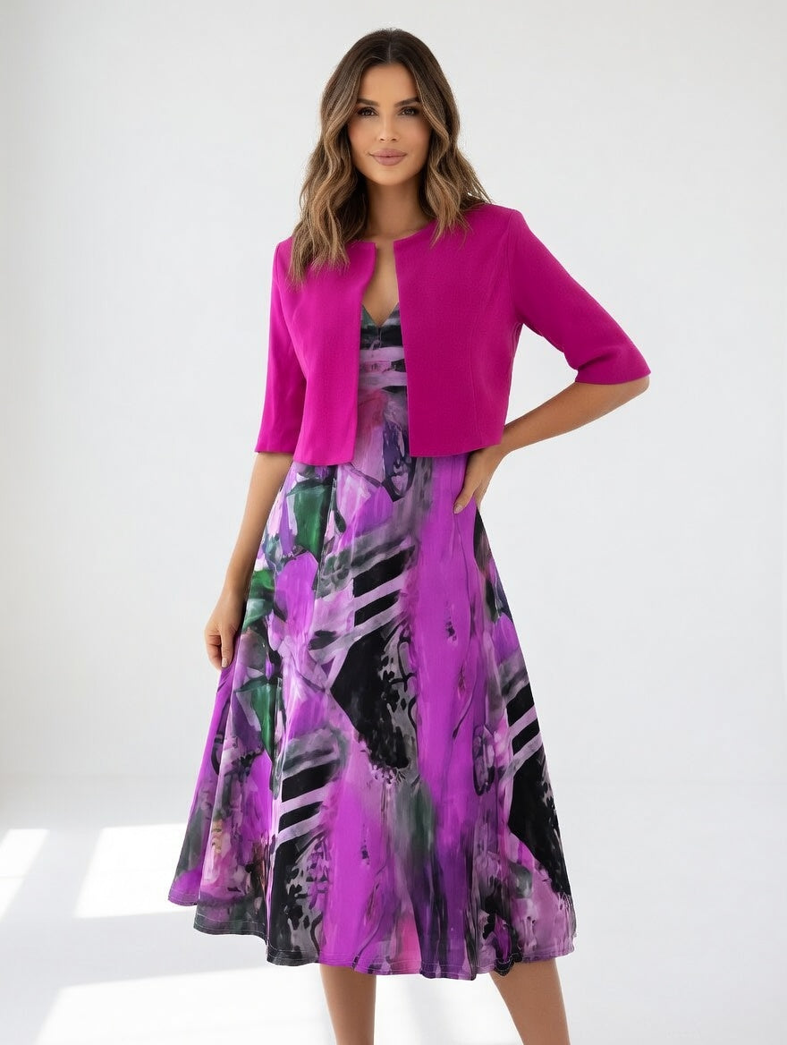 Danielle | Elegant Print Flowing Midi Dress