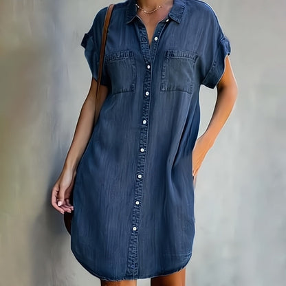 Helen™ | Button-Up Denim Shirt Dress