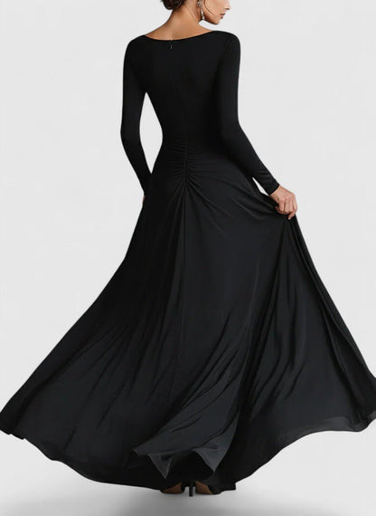 ADELE™ | Boat Neck Ruched Maxi Dress