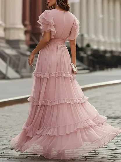 Zoe | Light Pink Elegant Wedding Maxi Dress