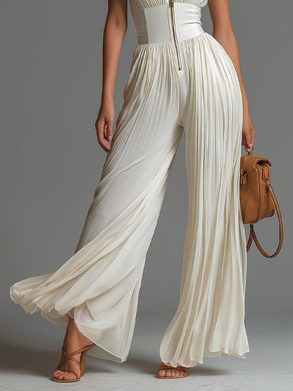 Lily |  Elegant White Pleated Chiffon