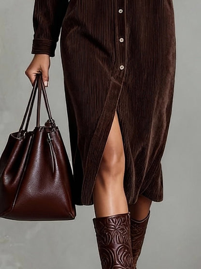 Evelyn | Relaxed Corduroy Midi Dress
