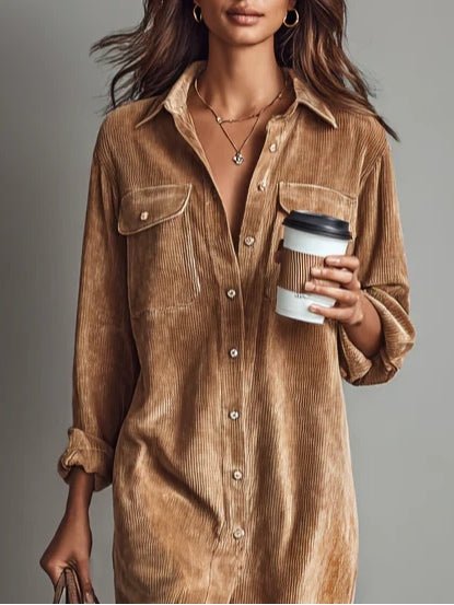 Evelyn | Relaxed Corduroy Midi Dress