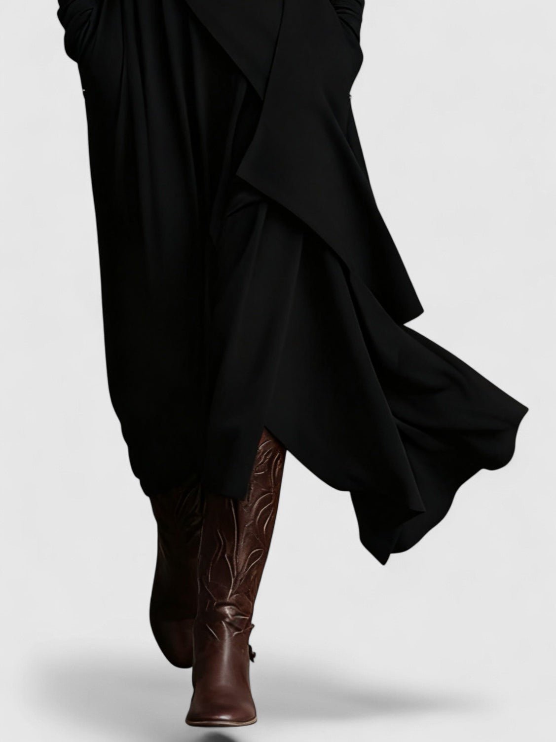 Purple High neck Asymmetrical Pleated Maxi Dress