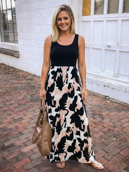 Zéphira | Sleeveless Scoop Neck Printed Maxi Dress
