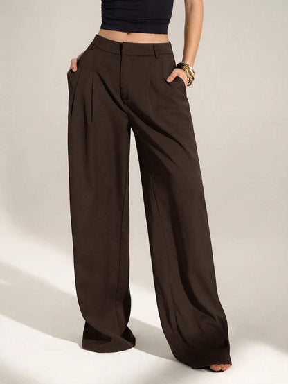 High Waist Pleated Wide Leg Pants