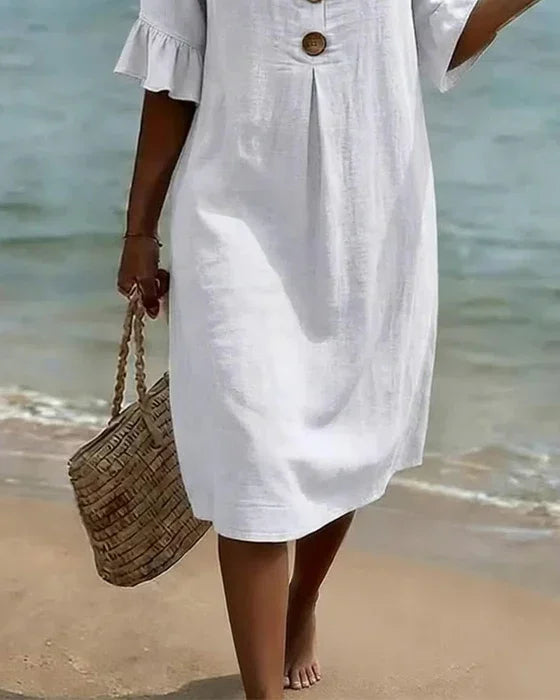 Michelle | Breathable Linen Shirt Dress