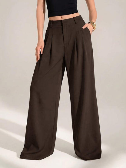 High Waist Pleated Wide Leg Pants