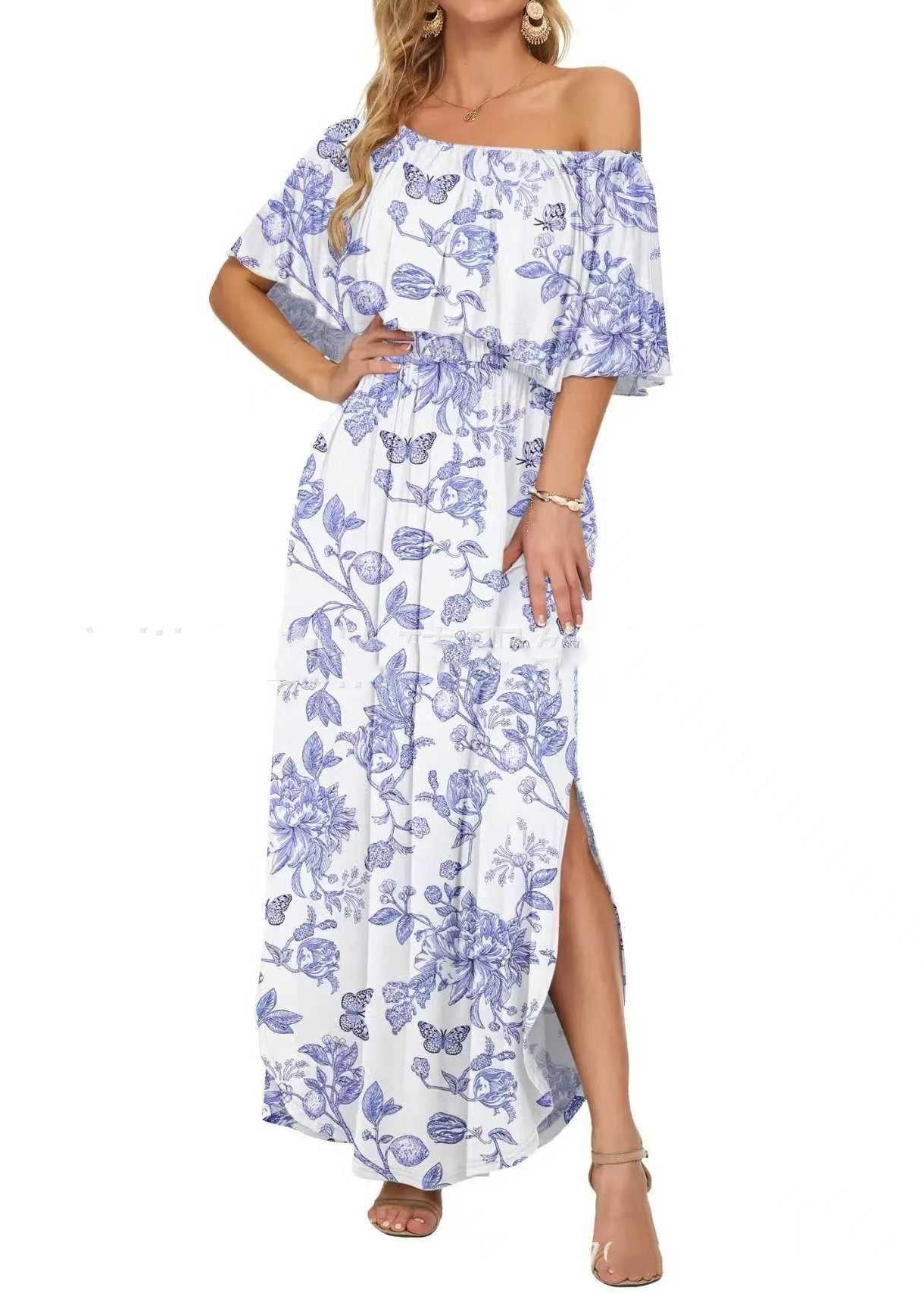 Claire | Printed Off-Shoulder Maxi