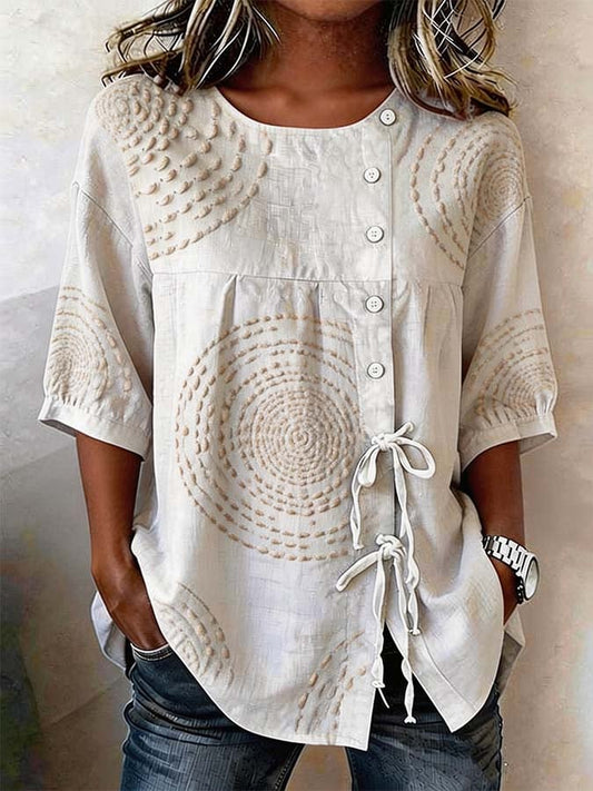 Nicole | Geometric Embroidered Casual Blouse