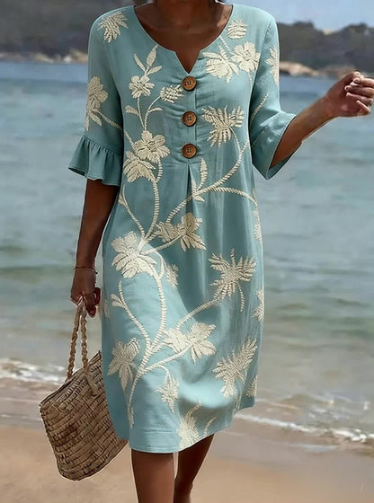 Sophie | Breathable Floral Linen Everyday Dress